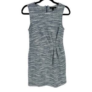 Banana Republic Knit Tweed Blue White Sheath Dress Sleeveless Party Workwear P6